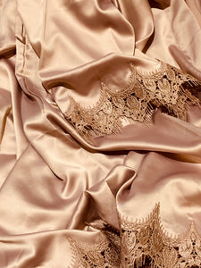 Embroidered Lace Satin Robe